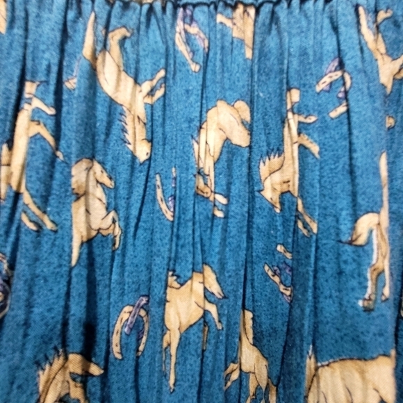 🚨$30 Small Twill 100% Cotton Print 100% Payon Teal Tan Vest & Maxi Skirt - Picture 4 of 9